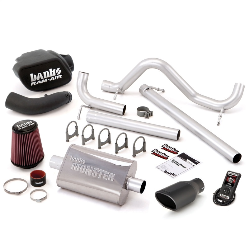 Jeep Wrangler Performance Exhaust - Single Exit - Banks Power - Stinger Bundle with AutoMind - Black - `07-`11